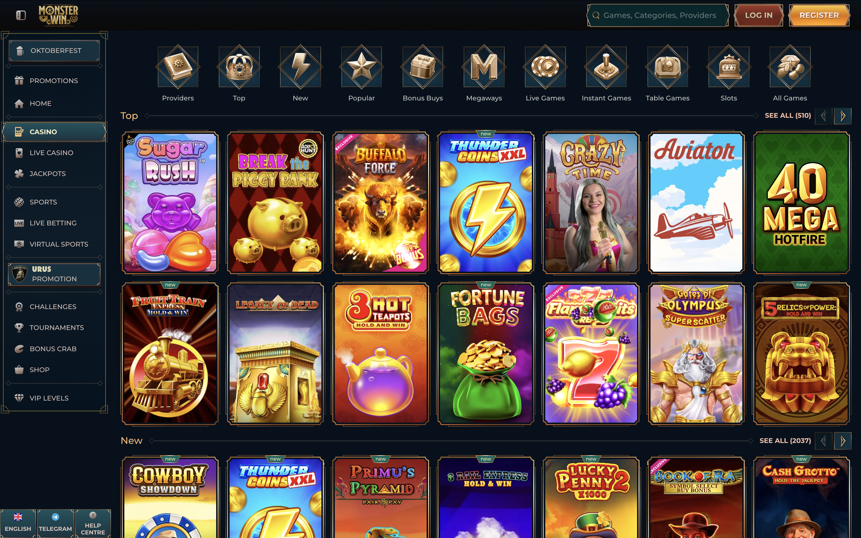 Monsterwin Online Casino Games Banner