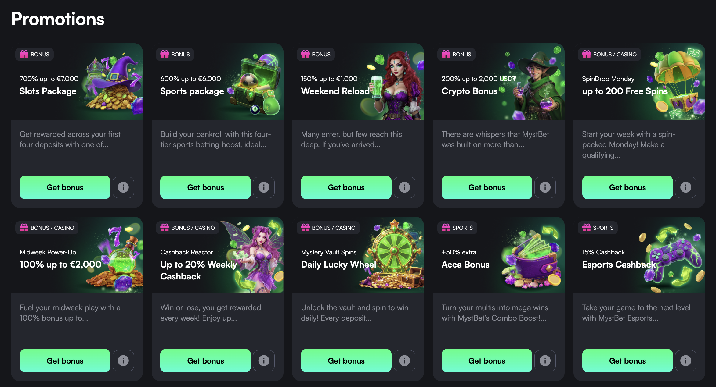 Bonuses at Mystbet Banner