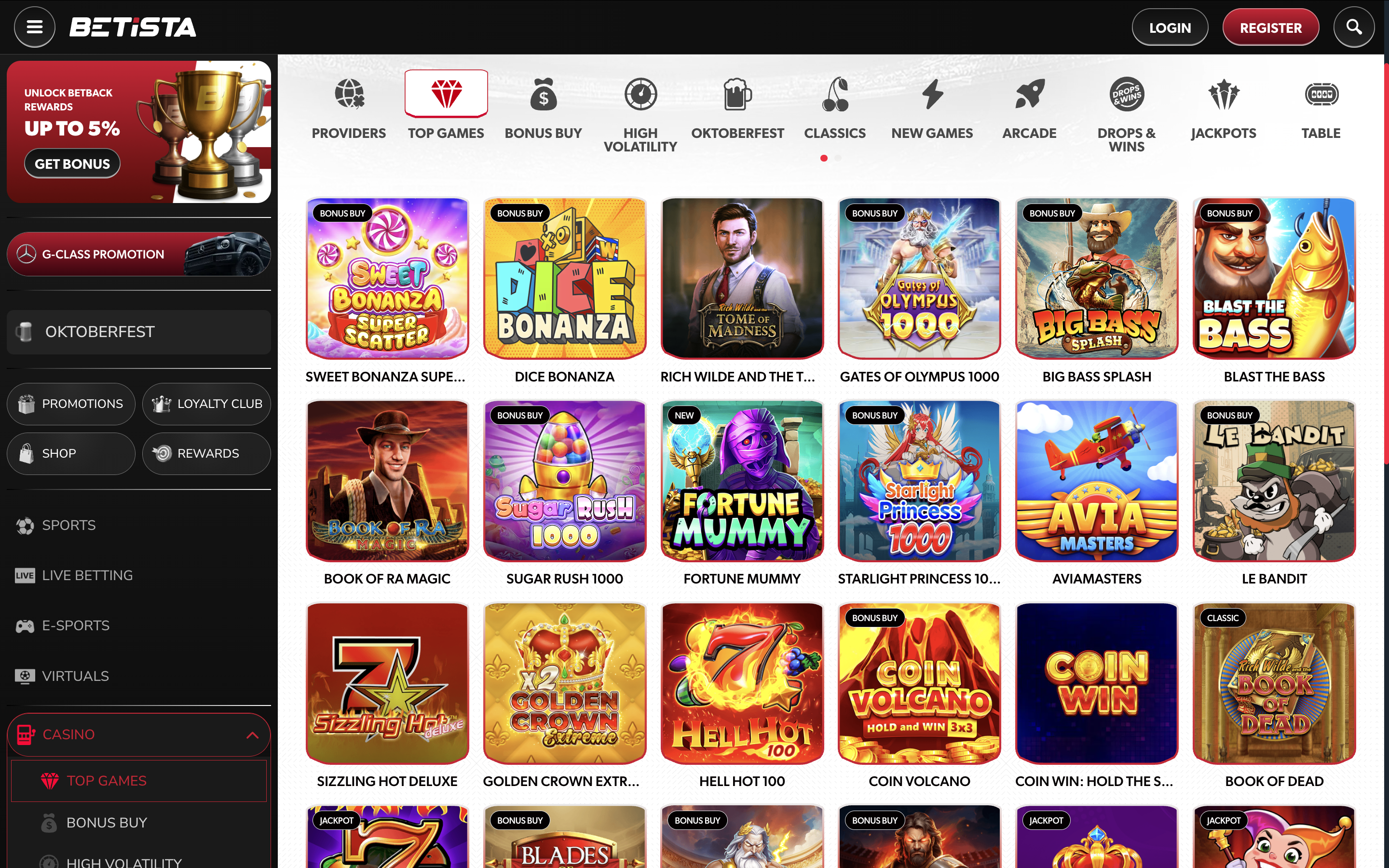 Betista Online Casino Games Banner