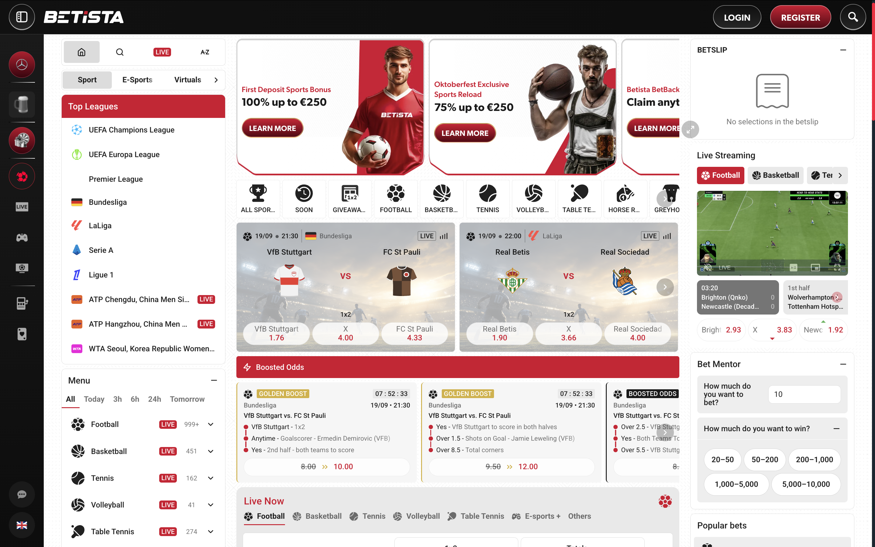 Sports Betting at Betista Casino Banner